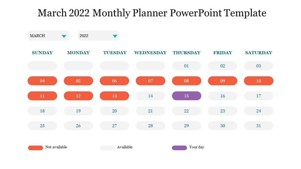 March 2022 Monthly Planner PowerPoint Template